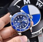 Rolex Submariner Clone 40.5mm Watch Blue Dial Rubber Band